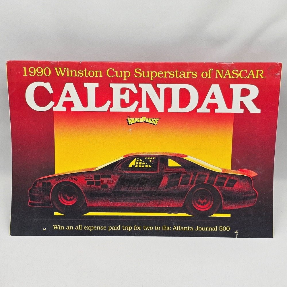 1990 Winston Cup NASCAR Driver Calendar Harry Gant Ken Schrader Geoff Bodine VTG